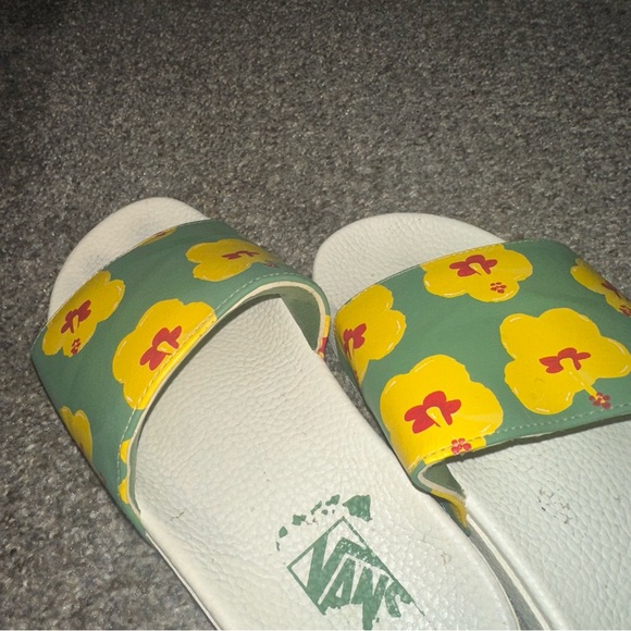 Vans Green and Yellow Floral Slides - Picture 2 of 5